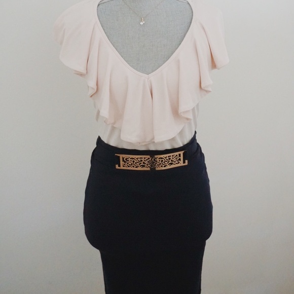 Navy Blue Pencil Skirt - Picture 2 of 5